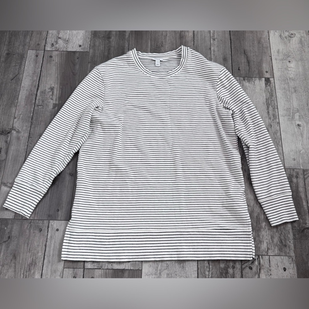 Daily Ritual Women Long-Sleeve Crewneck Striped Sweatshirt Classic Large